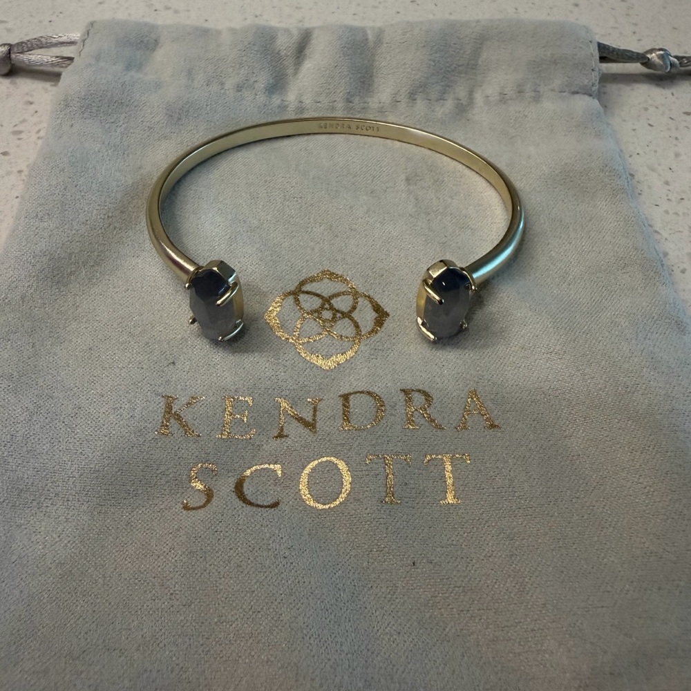 Kendra Scott Gold Edie Open Cuff Bracelet with Gray Stone